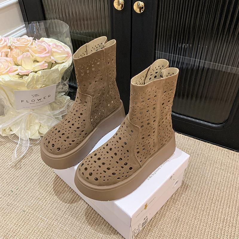 New Spring Summer Fashionable Versatile Women's Boots Casual Comfortable Thick Soled Shoes  Hollowed Out Midsole Boots