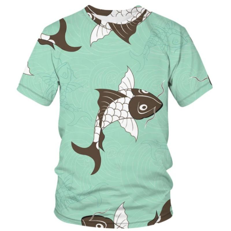 Men's 3D Printed T-Shirt Colorful Animal Plant Pattern Printing Short Sleeve O-Neck Pullover Casual Top