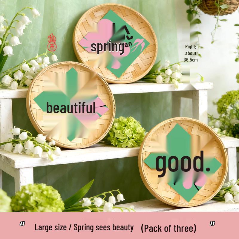 Spring Bamboo Plate Hanging Ornament Set for Teahouse and Homestay Decor & Photography Backgrounds