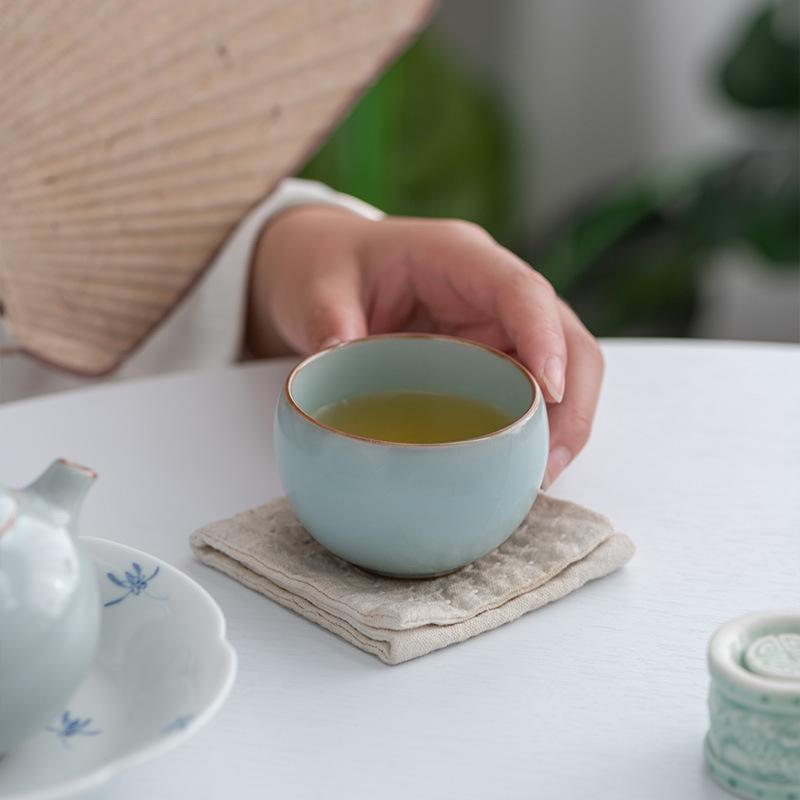 Tianqing Ru Kiln Cup Master Cup Handmade High-end Teacup Master Famous High-end Cup Kung Fu Tea Set