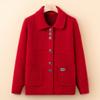 Elderly Knitted Cardigan Spring and Autumn Mother's Lapel Loose Top Middle-aged and Elderly Sweater Jacket New Cardigan