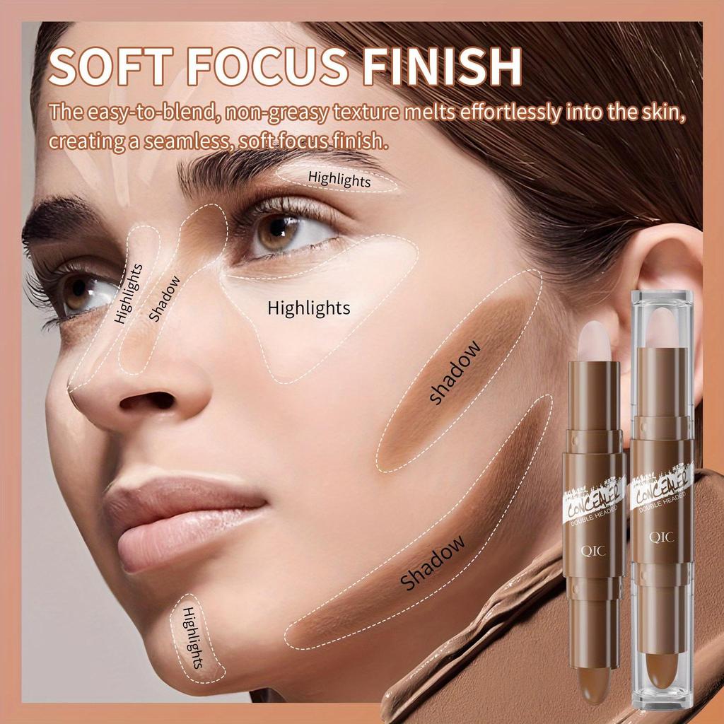 Dvouhlavý rozjasňovač konturovací tyčinka Korektor tyčinka Nose Shadow Shadow Natural 3D Contour Cream Highlighting Stick