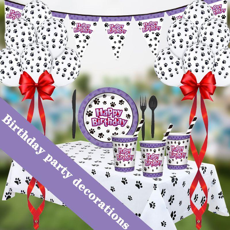 Puppy Dog Paws Party Supplies Tableware Plates Cups Tablecloth Banner Birthday