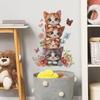 Kitten Human Pyramid Butterfly Flowers Bedroom Living Room Entrance Hall Home Background Beautification Wall Stickers