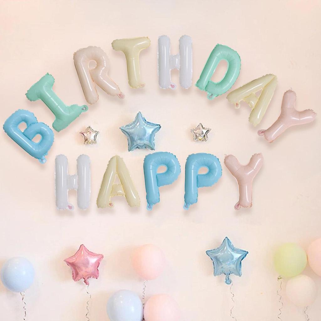 16-Inch Happy Birthday Balloon Backdrop: Aluminum Foil Letter Balloons Set