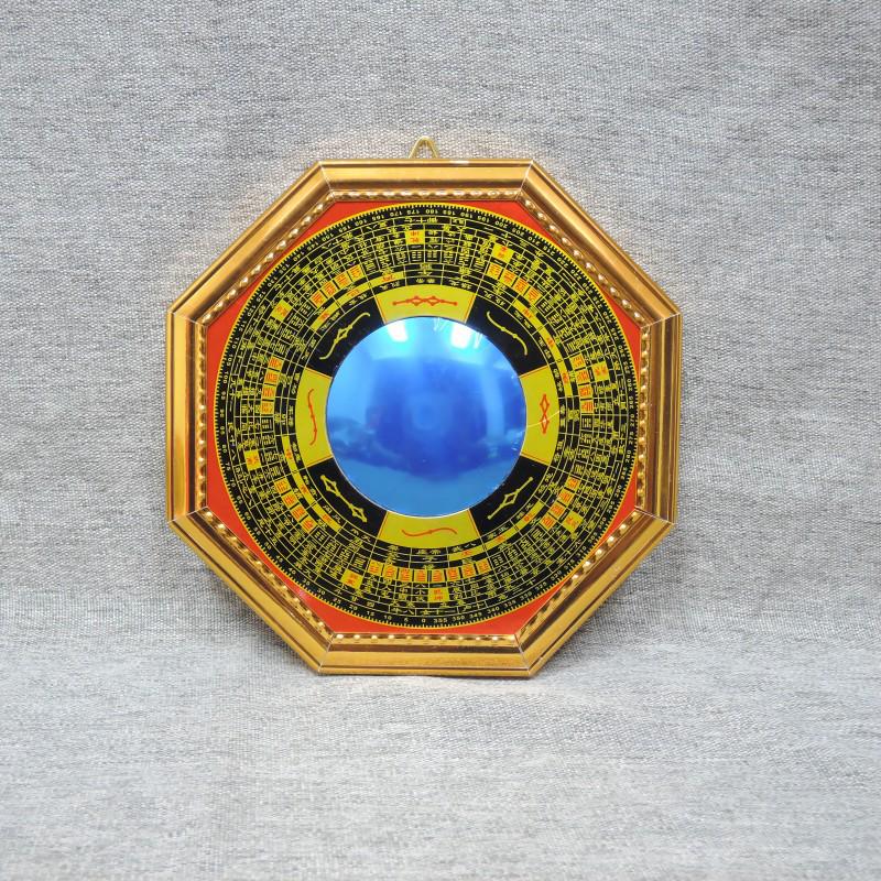 Chinese Style Convex, Concave, and Bagua Mirror Ornament with Peach Wood Design for Foyer or Gate