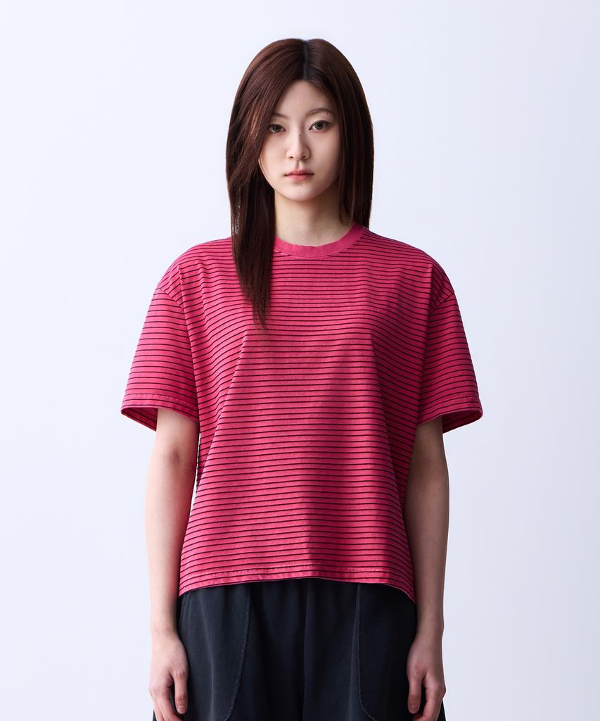 ADERNM Summer Daily Striped Crop T-Shirt Pink