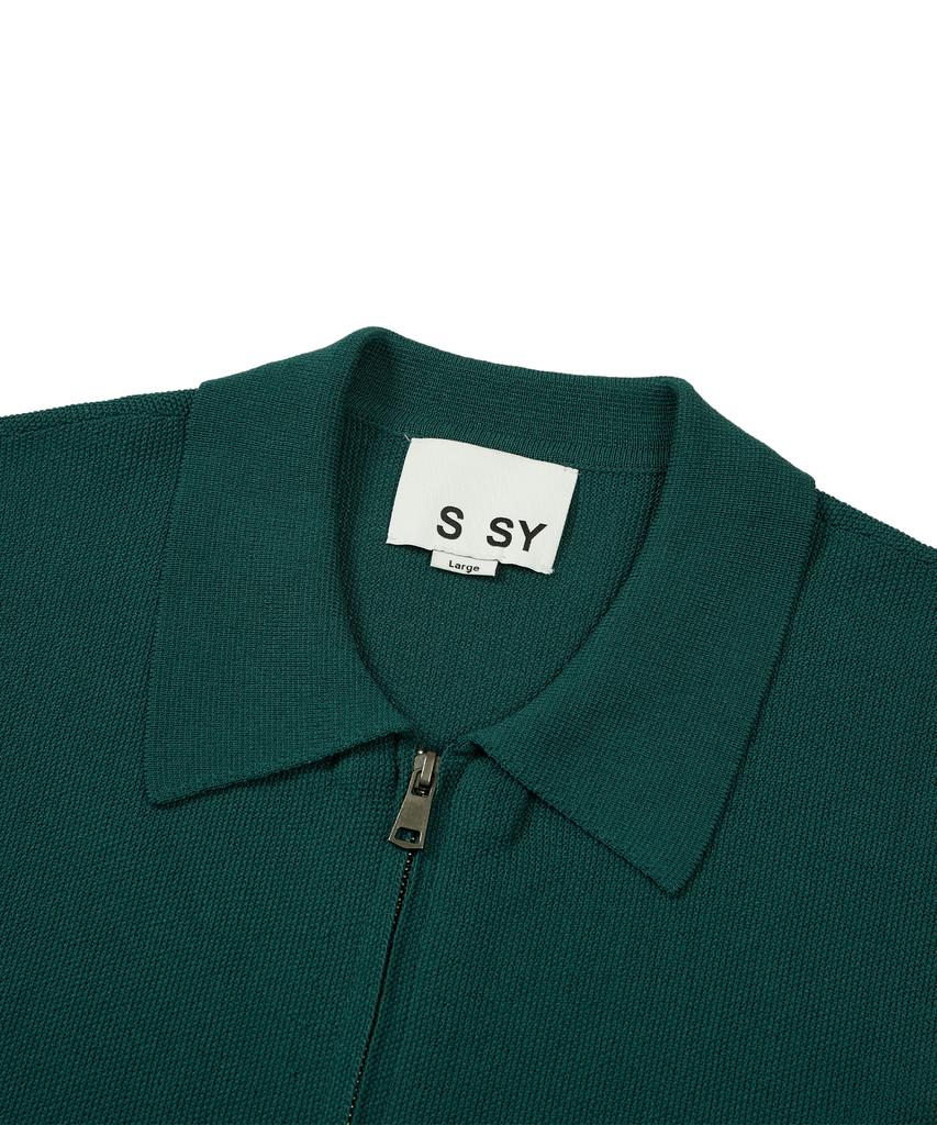 SSY Varsity Summer Half Knit Zip-Up Green