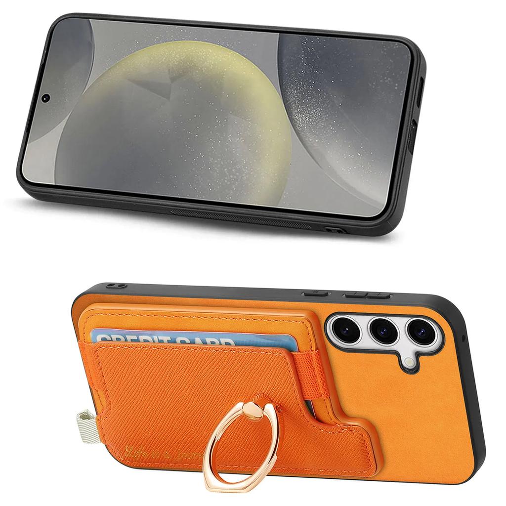 2 In 1 Detachable Magnetic Cards Bag Wallet Leather Ring Holder Case For Samsung Galaxy S24 Ultra S23Plus A05 A55 A15 A25 Cover