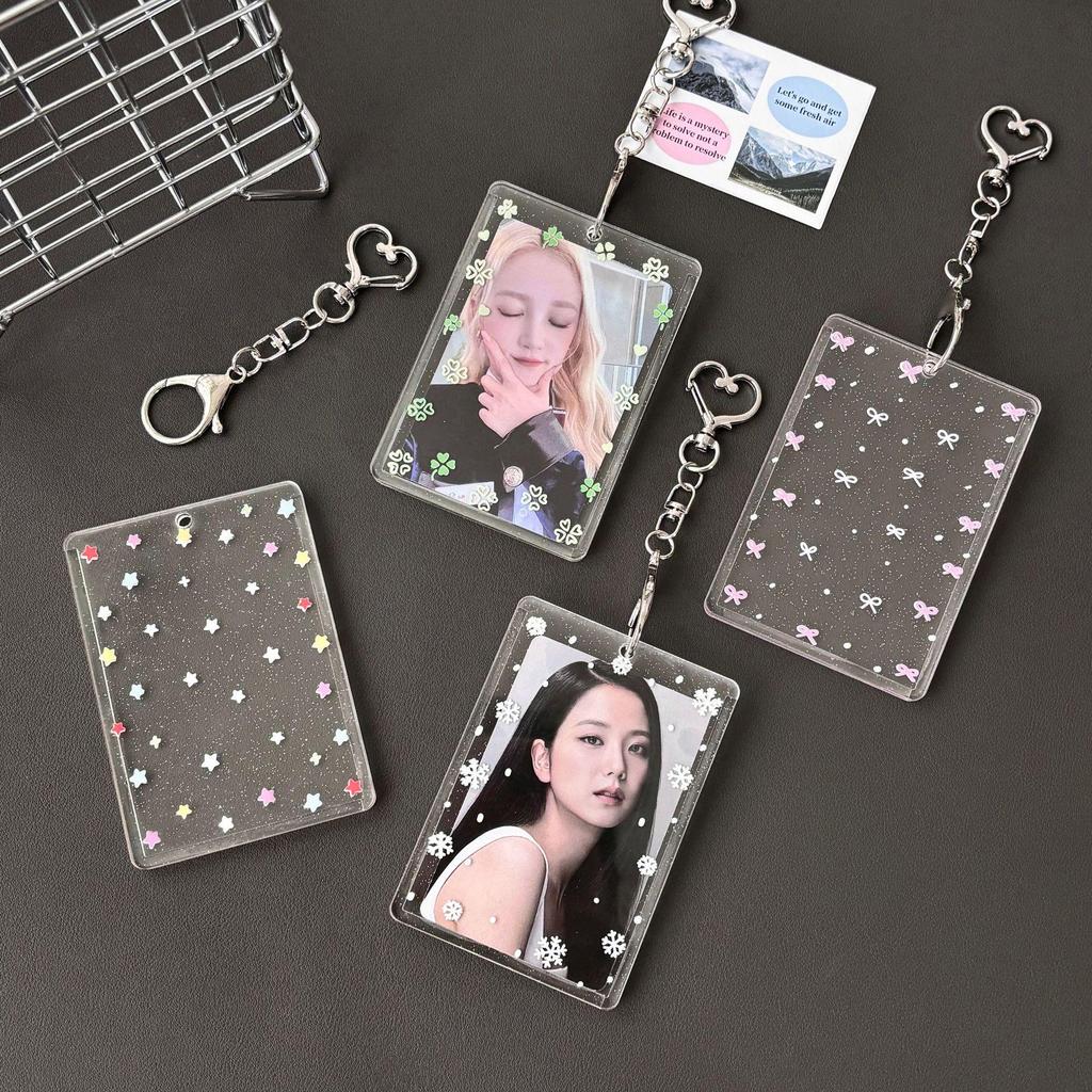 Colorful Snowflake Glitter Acrylic ID Card Holder Sleeve