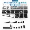 NINDEJIN Hex Socket Set Screw Kit Cup Point Carbon Steel Stainless Steel Flat Point Headless Grub Screw Assortment Kit