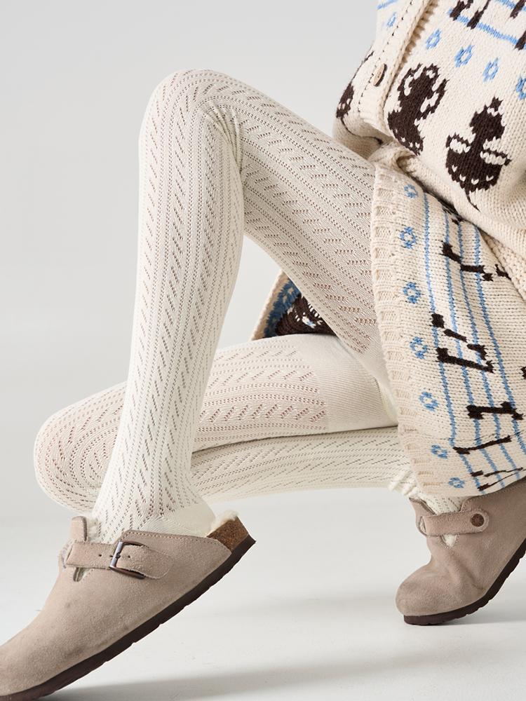 Geometric Pattern Pantyhose Women Autumn Winter Knitted Slim Tights 2025 Vintage High Waist Stocking Y2K Style Tights