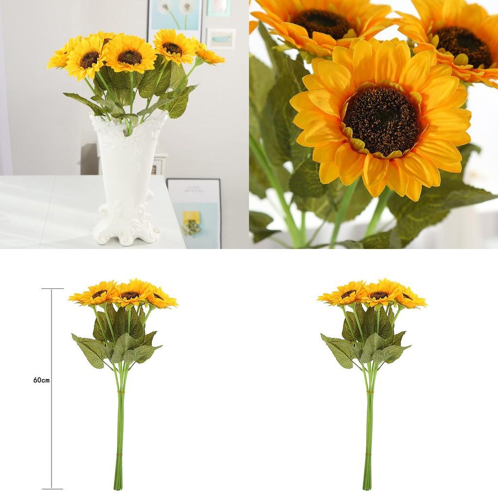 Sunflower Faux Flower Display With Fixed Shape Silk Craft For Event And Photography Use