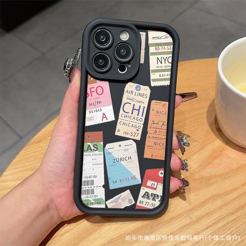 INS Travel Label Applicable iPhone11/12/13/14/15Pro Apple 16ProMax Mobile Phone Case