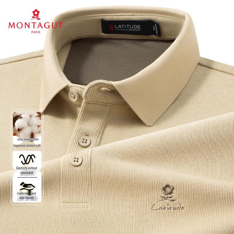 MONTAGUT Men s Comfort Long-Staple Cotton Elastic Long-Sleeve Polo Shirt 50