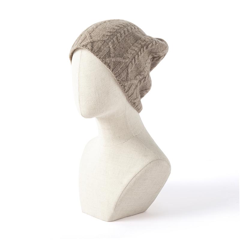 Women 100% Pure Cashmere Beanie Hat Chunky Cable Knit Pattern Winter Warm Soft Slouchy Skullies Cap Cold Weather Accessory