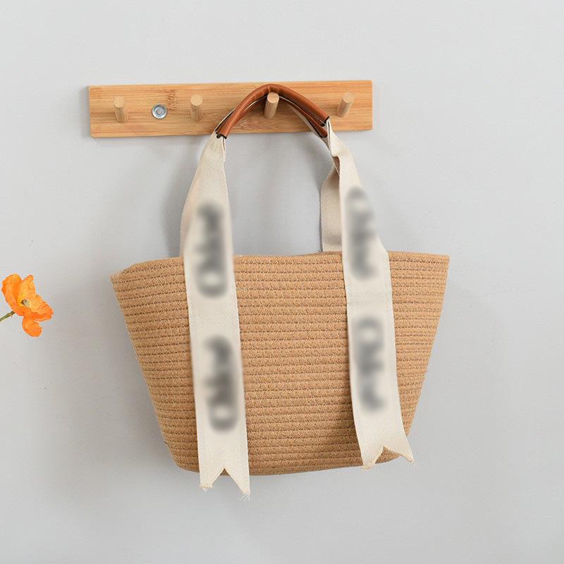 Celebrity Straw Woven Tote: Ruční košík s uchy s písmeny, taška přes rameno z bavlněného lana pro ženy