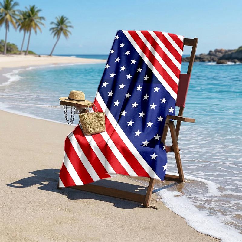 Amerikanische Flagge Mode Strandtuch: Ideal für Sommerabenteuer Weich, saugfähig und schnell trocknend geeignet zum Schwimmen und Baden