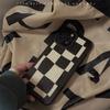 Vertical Leather Shell Chessboard Printed Patterned Shockproof Soft Silicone Case with Camera Lens Full Protection for iPhone Samsung