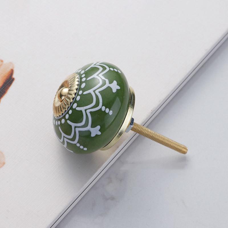 Pastoral Style Painted Ceramic 28*40mm Round Bedroom Cabinet Door Drawer Kitchen Handle Drawer Furniture Box Knobs