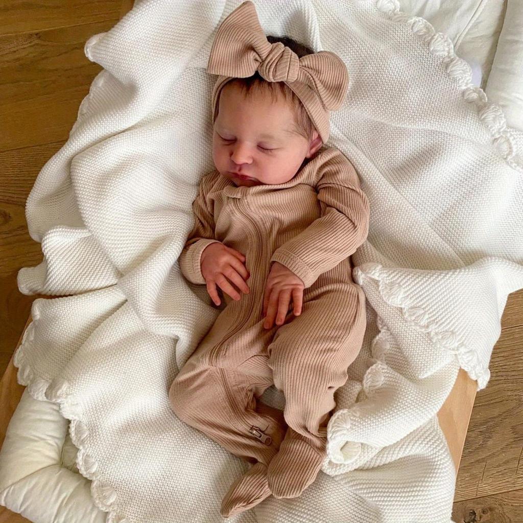 BZDOLL 50cm 20inch Reborn Baby Puppe mit 3D-bemalter Haut und sichtbaren Adern Schlafend Laura Weiches Vinyl Neugeborenes Bebe Puppe Spielzeug für Mädchen Weihnachtsgeschenk