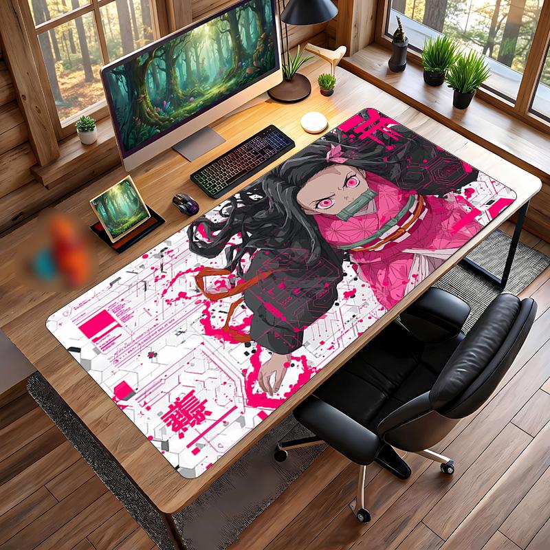 Podložka pod myš s potiskem Nezuko Kamado, protiskluzová, voděodolná, gumová podložka na stůl pro hraní, kancelář, notebook, domácí dekorace, dárek