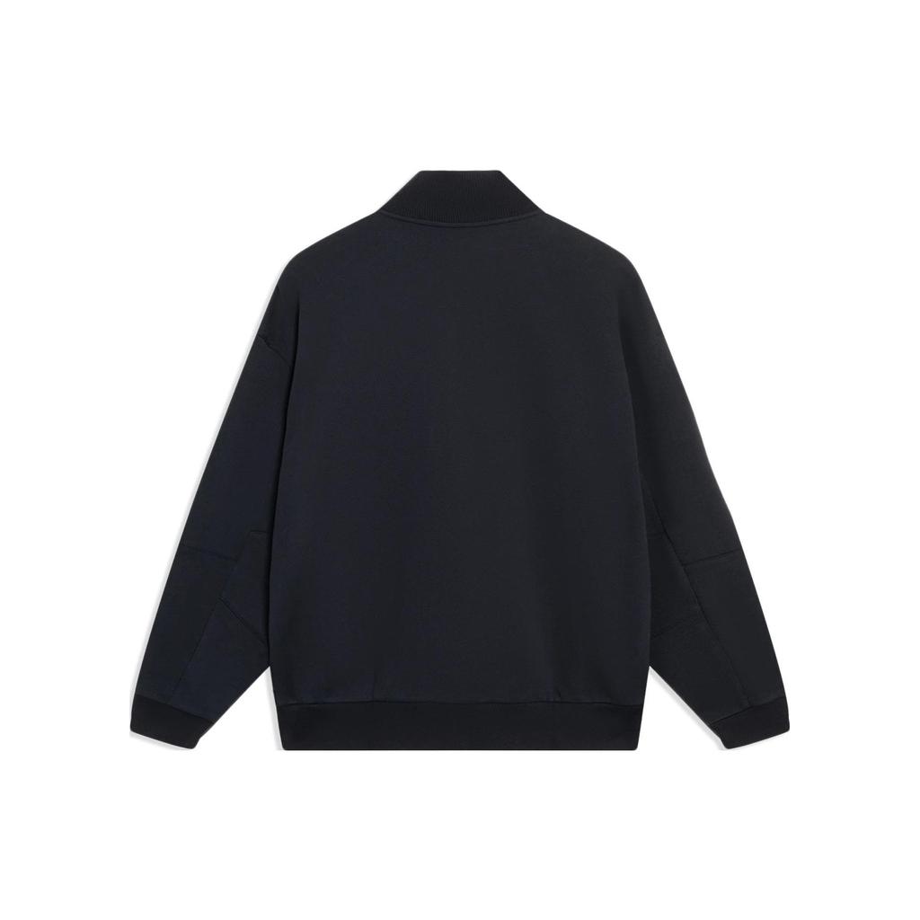 Li Ning Golden Era Logo Print Zip-Up Pullover Long Sleeve Sweatshirt Unisex Sweatshirt Black AWDT225-3