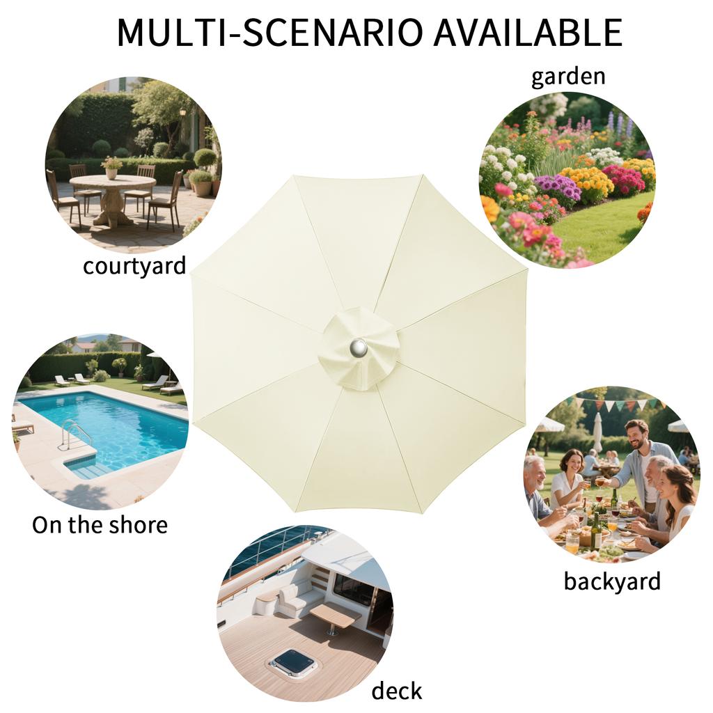 Replacement Parasol Canopy Universal Umbrella Replacement Cloth Garden Parasol Sunshade Cover for Garden Patio Yard Beach Pool