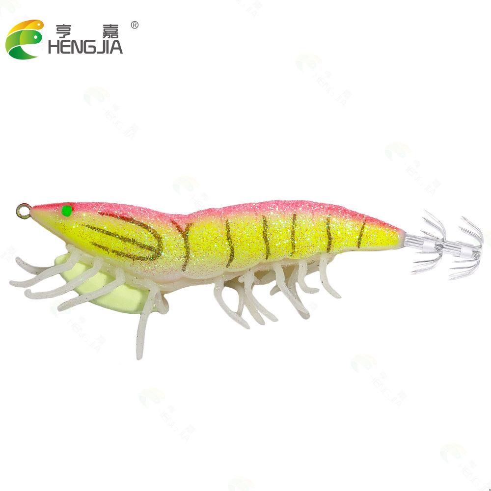 11CM22GLuminous Squid Shrimp Fake Bait Wood Shrimp Lure Bait Bionic Fishing Bait Universal for Freshwater and Saltwater