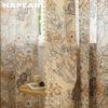 1PC NAPEARL French Retro Floral Printed Curtains Pastoral Style Tassel Edge Semi Blackout Curtains for Bedroom Living Room Window Home Decor