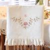 Pastoral Embroidery Dining Chair Cover Embroidery Tablecloth Dining Table Fabric Handmade Hollow Household Chair Cover