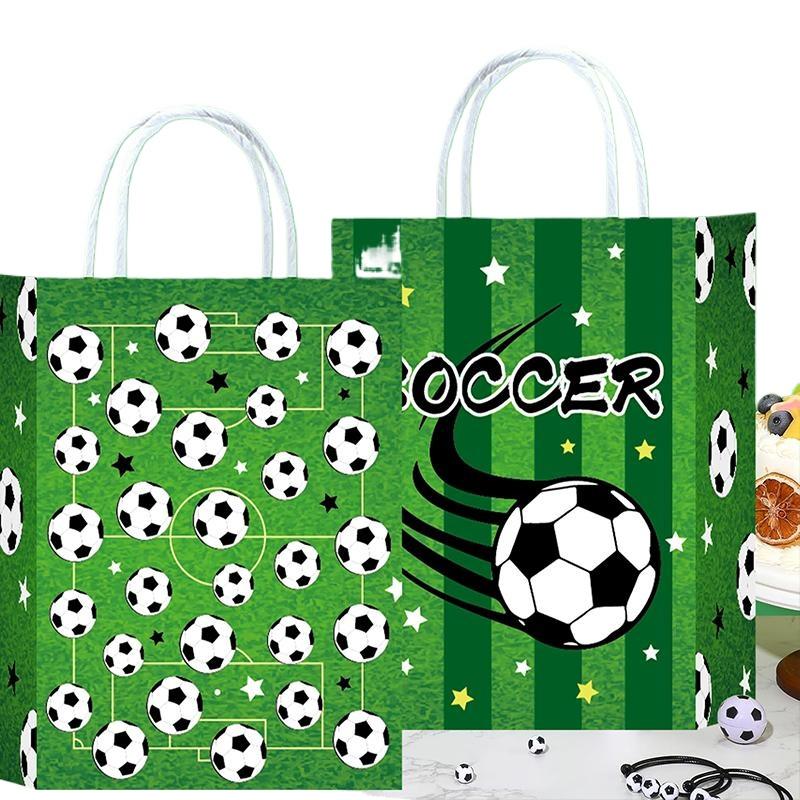 Soccer Theme Tote Bag Football Party Gift Bag Large Capacity Reusable Shopping Bag for Sports Fans and Events