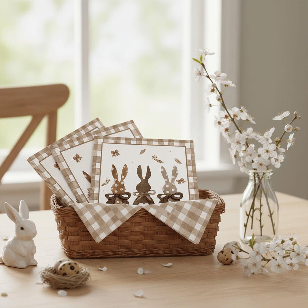 20/40/100pc Cute Bunny Napkins Rabbit Shaped Disposable Tissue for Easter Picnic Birthday Party Table Decoration Baby Shower Set