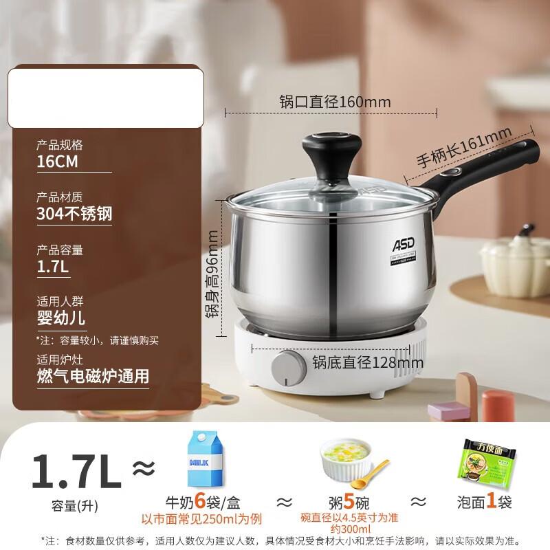 ASD 304 Stainless Steel 16cm Milk/Saucepan