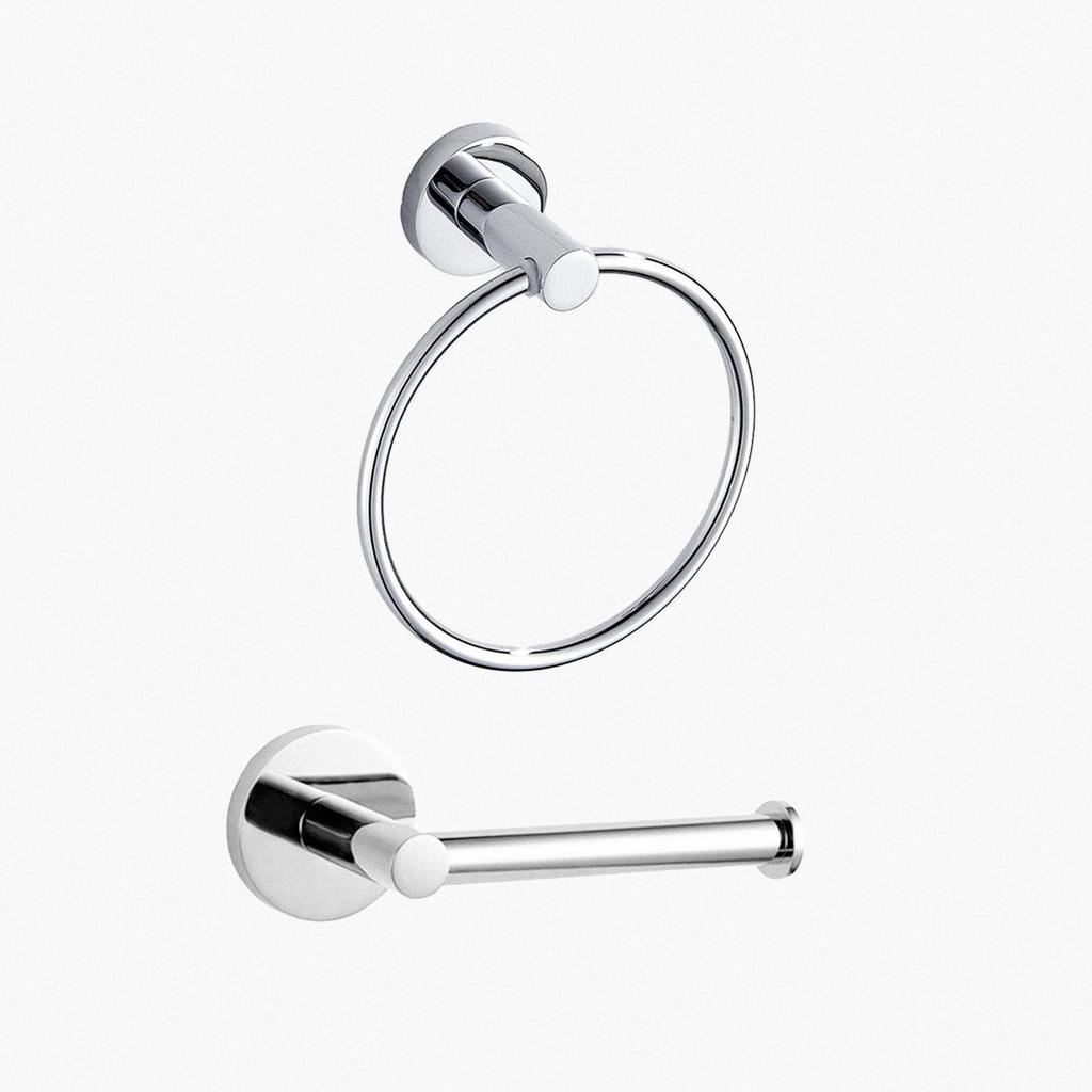 Stainless Steel Tissue Holder with Round Base - Hygienic Towel Ring & Toilet Paper Holder for Bathroom