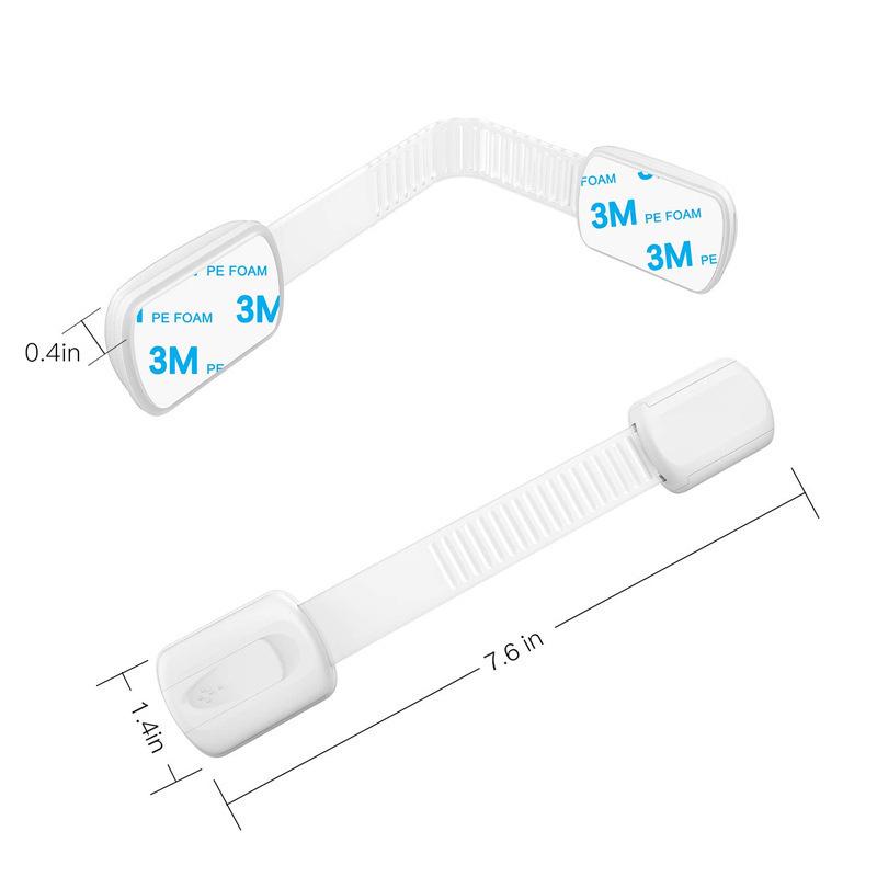 4/8pcs Child Safety Strap Locks Baby Locks for Cabinets and Drawers Toilet Fridge&More Adhesive Pads No Installation Required