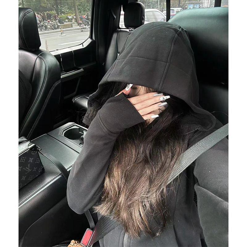 Women's Slim-Fit Hooded Jacket, American Style, Trendy Zipper Cardigan for Spring & Autumn, Versatile & Slimming Dopamine Dressing