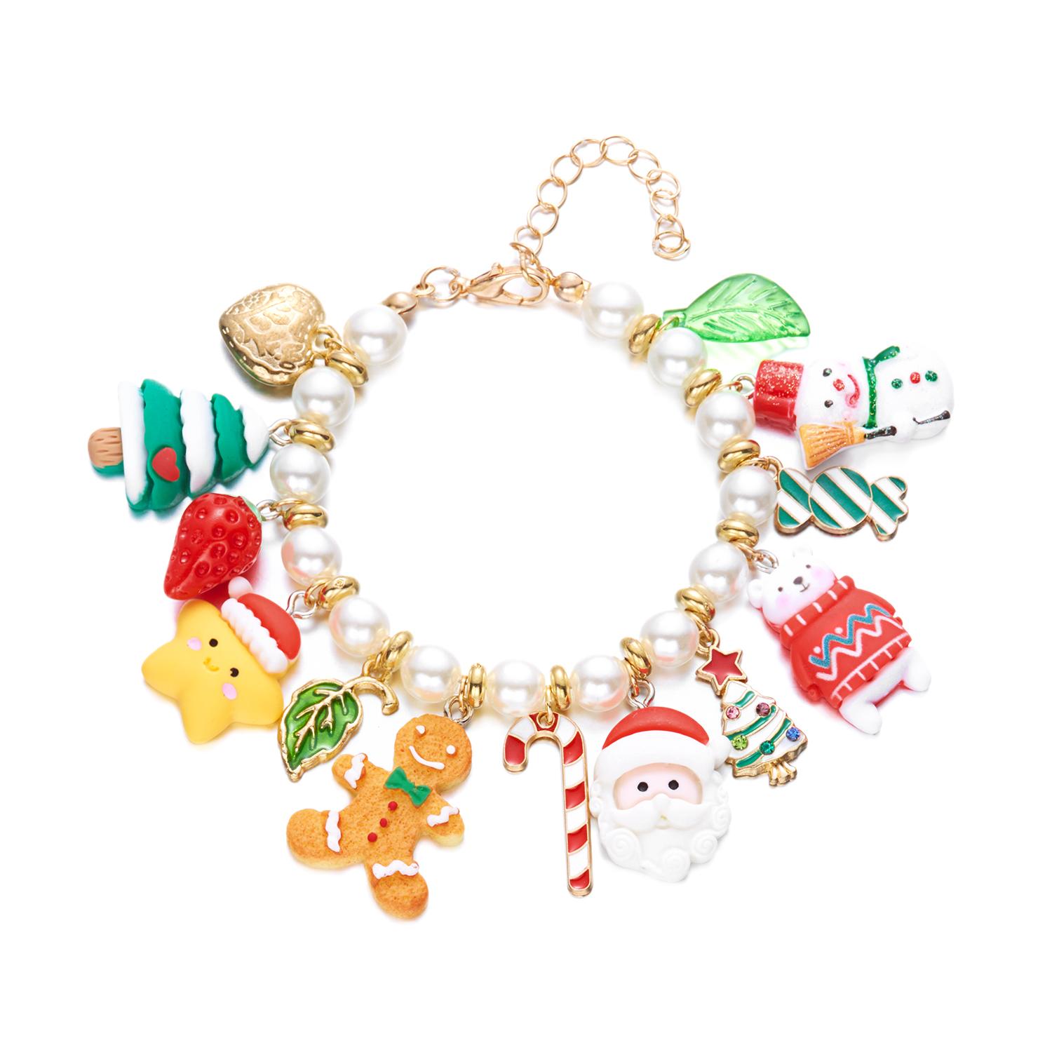 

Handmade Christmas Tree Deer Bell Beads Bracelet for Women Charms Bracelet Girl Friendship Party Festival Jewelry Gifts