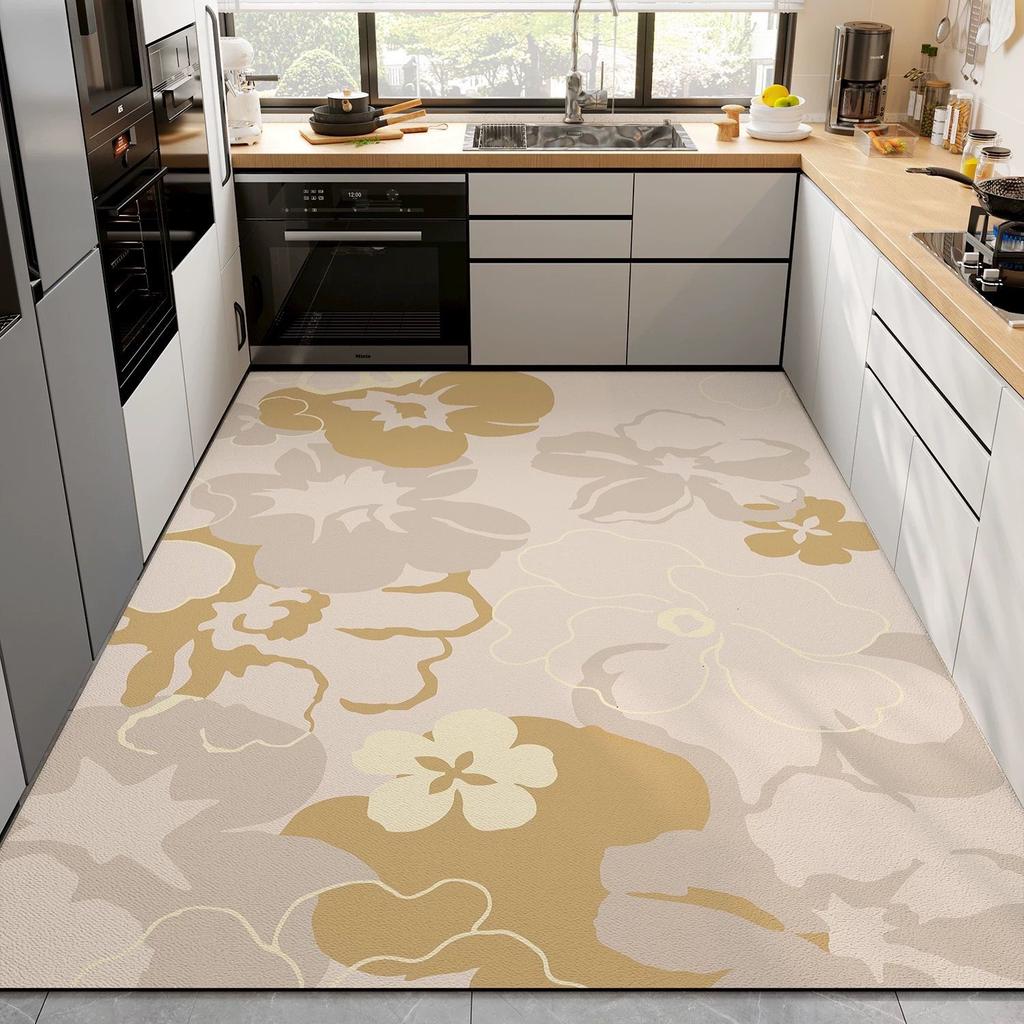 Thickened kitchen mat made of diatomaceous earth material, absorbent, non-slip, and wear-resistant; can be cut to size and used for full coverage