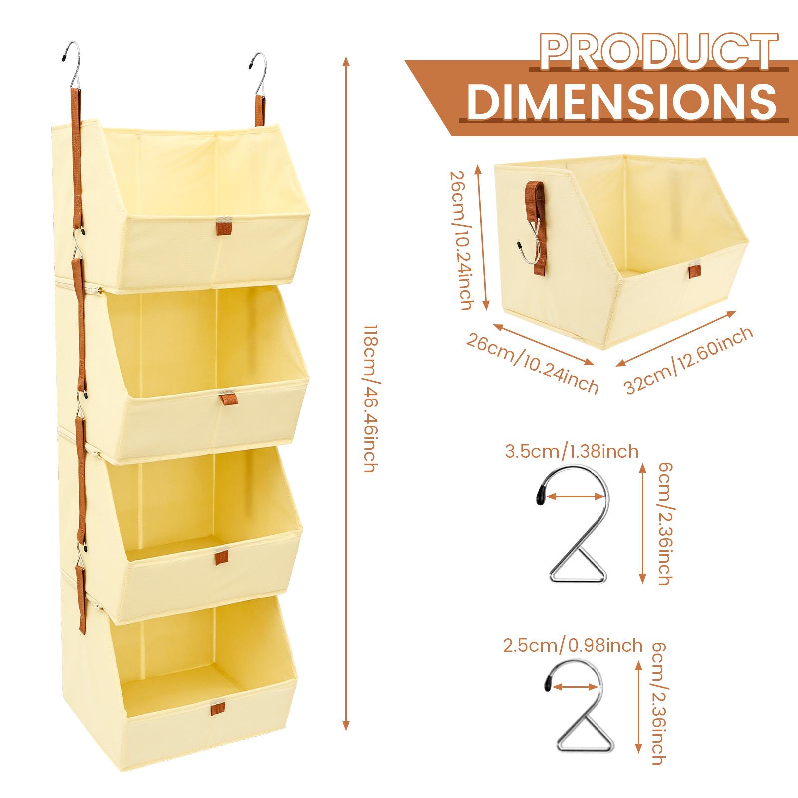 

4 Tier Hanging Closet Organizer Thickened Nonwoven Fabric Closet Storage Bin Removable Storage Rack for Clothes Shoes Towel Toy