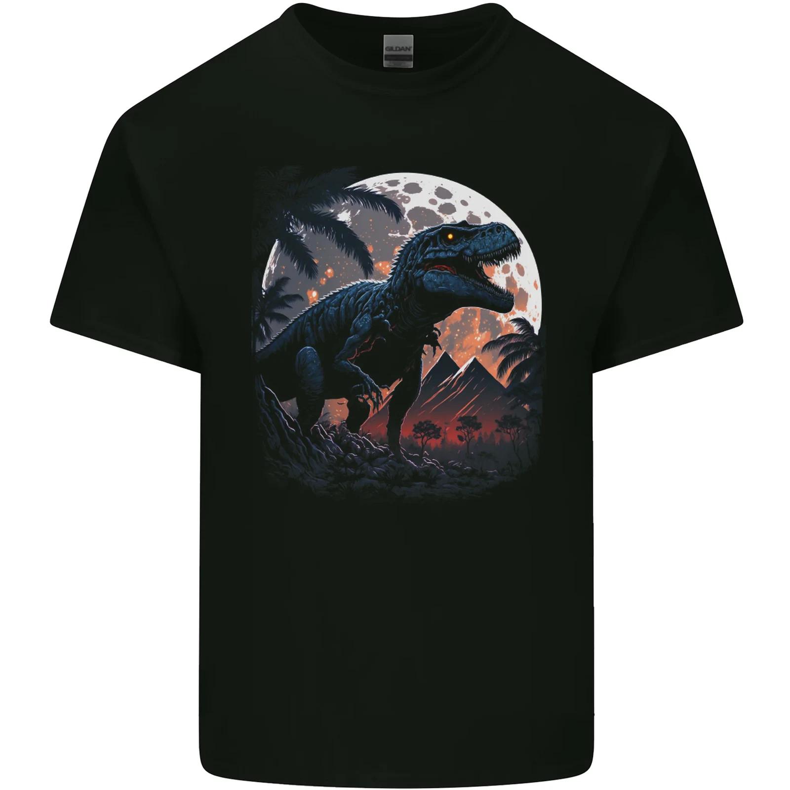 

A T-Rex in Front of the Moon Dinosaurs Kids T-Shirt Childrens 2XL