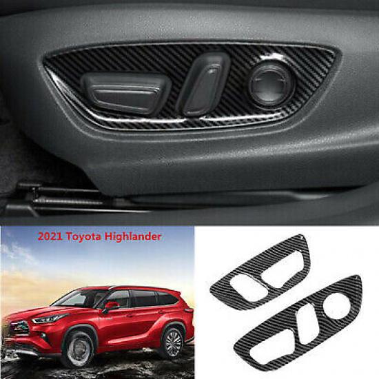 Carbon Fiber Seat Button Switch Panel Cover Trim For Toyota Highlander 2021-2024