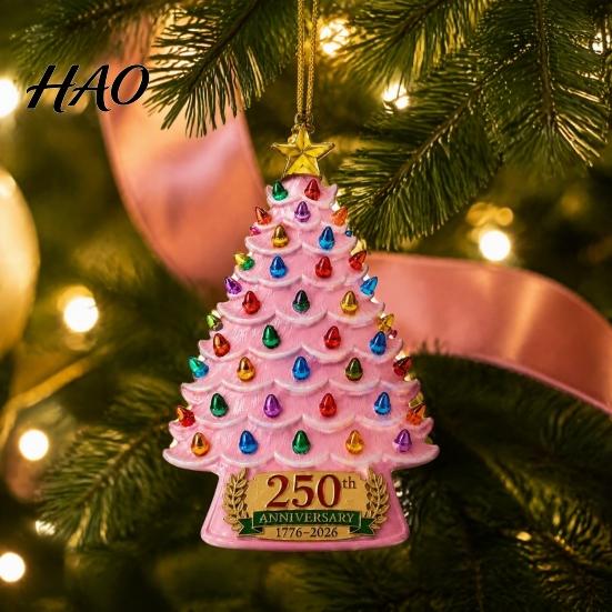 Holiday Gift Ideas 250 Anniversary USA Christmas Tree Ornament, 1776-2026 2D Acrylic Embellishments Years America Hanging Decoration for Patriotic