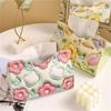 3d Visual Effect Flower Printed Tissue Box Ins Style Paper Napkin Case Cute Pu Leather Home Car Paper Storage Boxes Girls Gifts