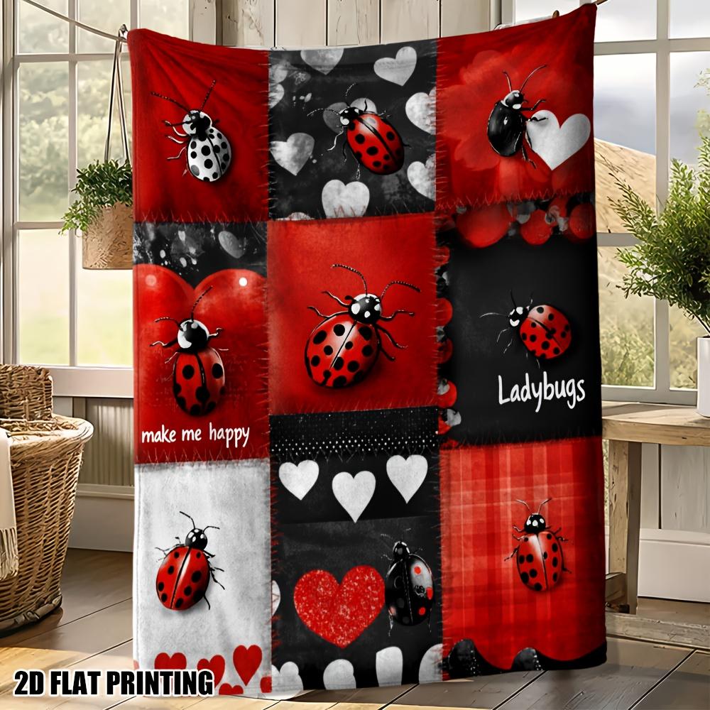 Marienkäfer Herzen Kuschelige Decke - Perfekt für Betten, Sofas, Büro, Reisen - Tolles Geschenk für jede Jahreszeit