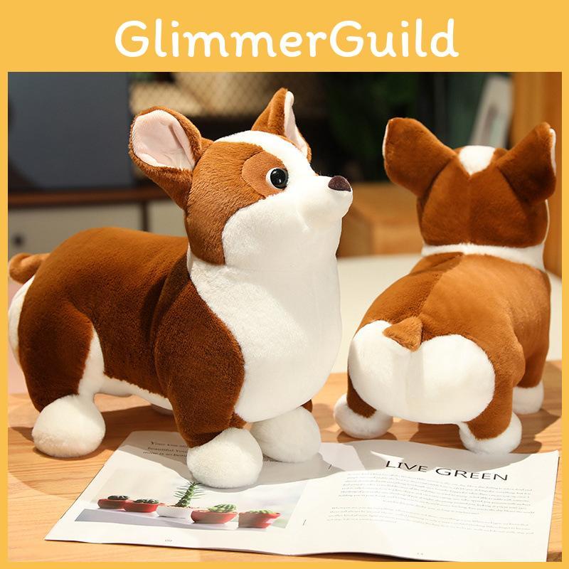 Cute Plush Corgi Dog Toy Soft And Huggable Stuffed Animal For Kids And Pets Brown And White Color 23cm