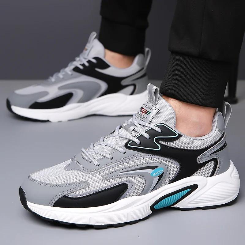 New Men Running Shoes Breathable Air Cushion Sneakers Men Outdoor Lace Up Walking Shoes Non-slip Men Sport Shoes Tenis Masculino