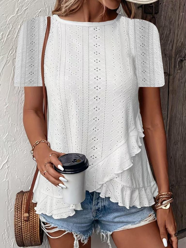 2025 Spring/Summer Women's Solid Color Casual Crew Neck T-Shirt