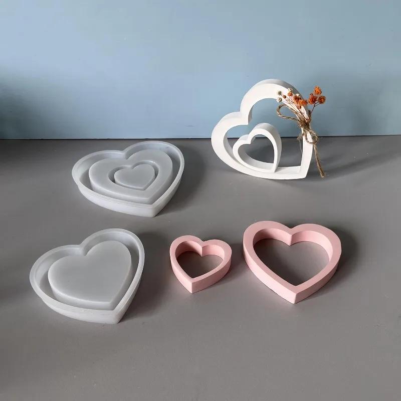 Top Quality Silicone Mold for Heart-shaped Pendants - Large Medium And Small Hollow Love Ornament Valentine's Day Decorative
