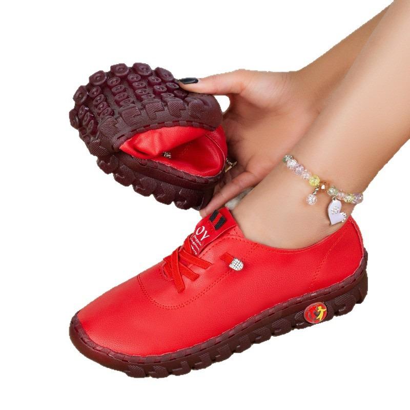 Rindensehnen-Weichsohlen-Mutter-Schuhe Damen Frühling und Sommer Flachsohlen-Einzelschuhe Freizeitschuhe Seniorenschuhe